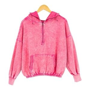 Zenana Outfitters Mineral Wash Pink Hoodie